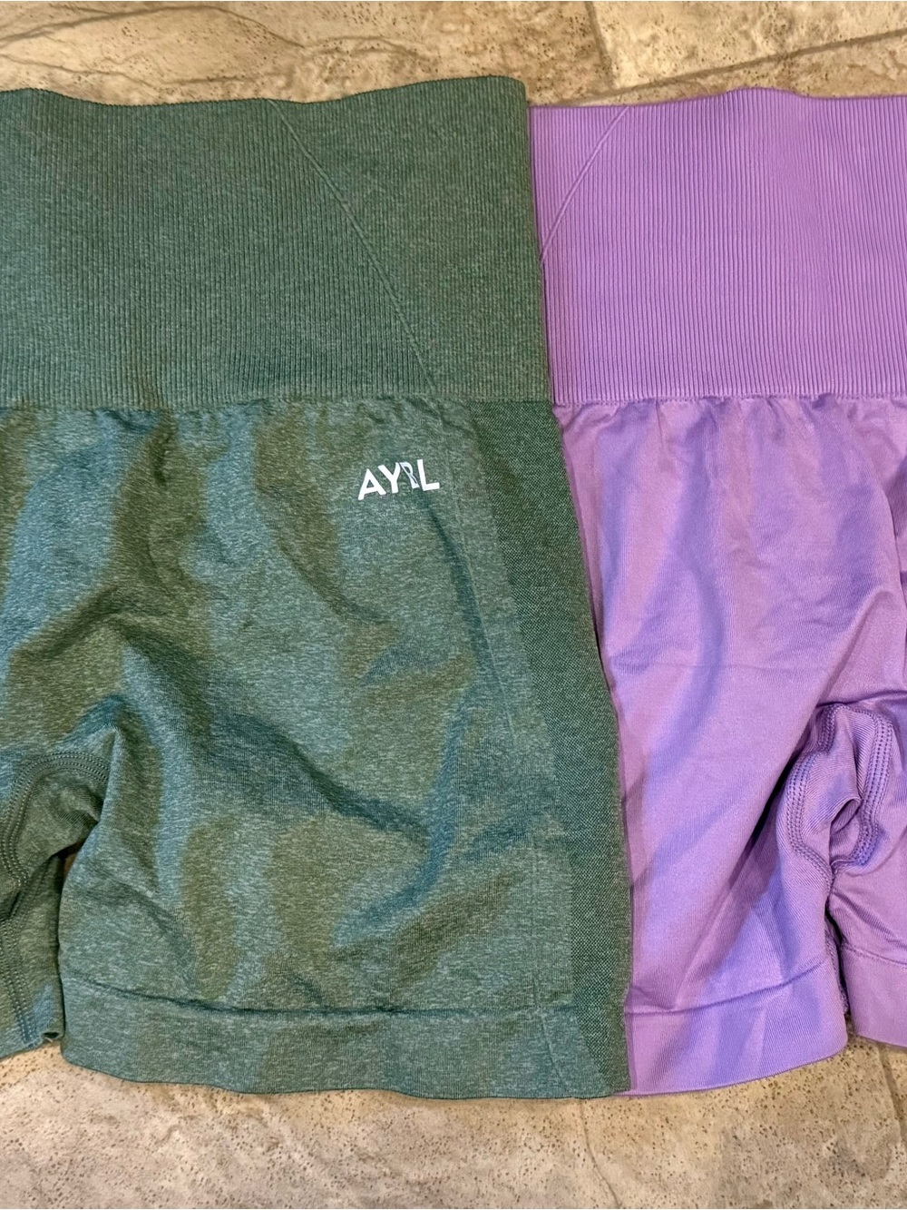 ABYL empower seamless shorts forest green and purple